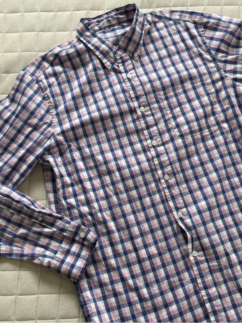 J. Crew Men’s Pink and Blue Plaid Button-Down Shirt